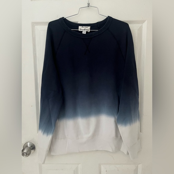 Acne Studios SS14 Men'sGradient Dip Dye Ombré Blue College Crewneck Size Large
